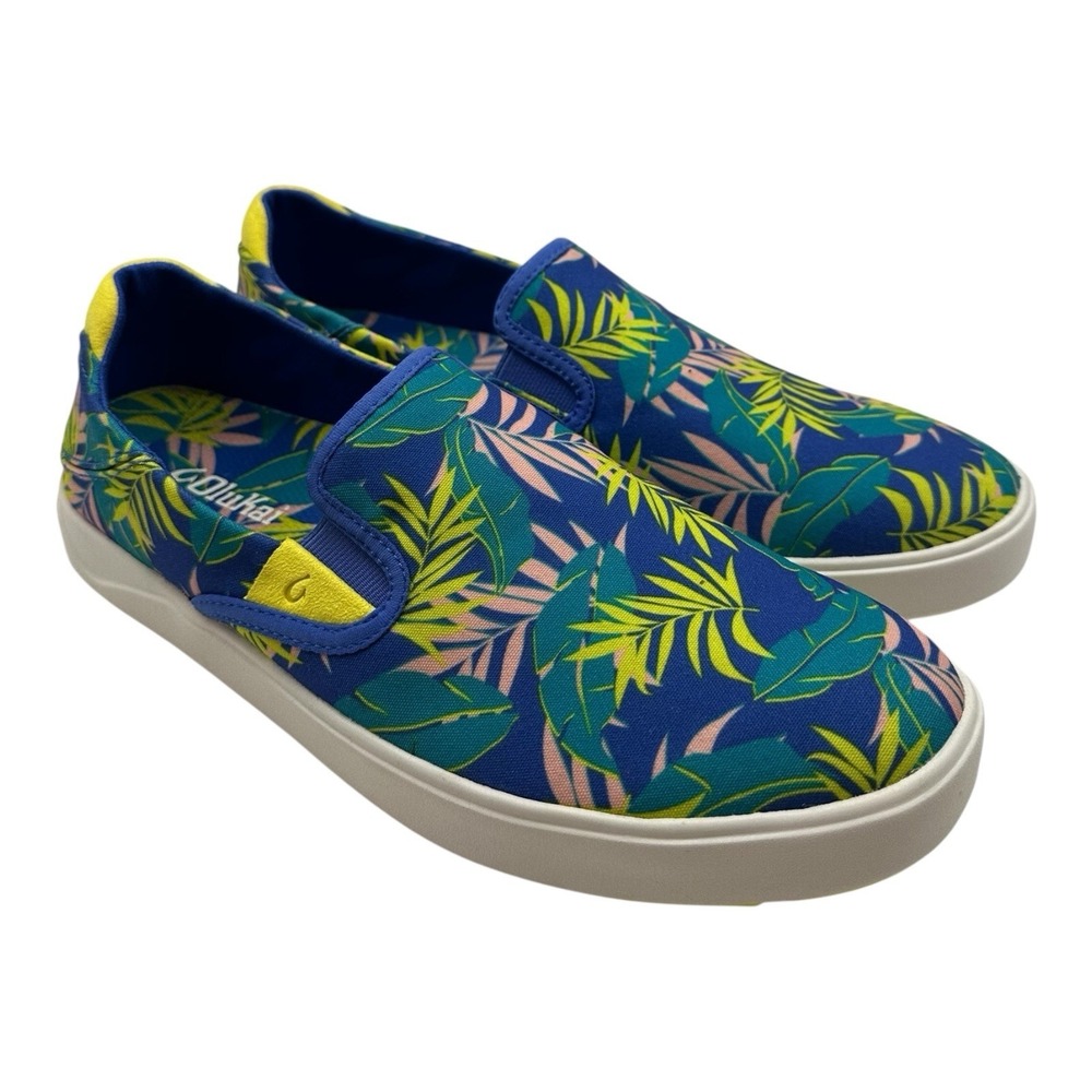 Olukai Lae'Ahi Pa'i Shoes Mens 10.5 Sunset Blue Aloha Slip On Sneakers Tropical